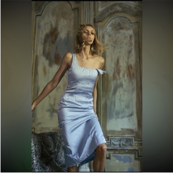 Zara Dresses & Skirts - Zara, light blue, wrinkle look dress ZW collection , size Large